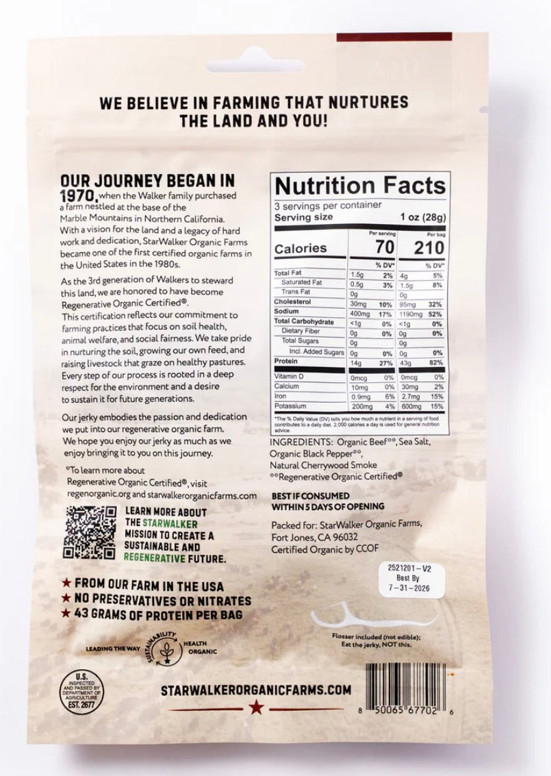 100% grass-fed beef jerky | smoked cherrywood