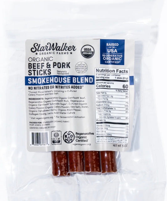 100% grass-fed & organic pasture raised pork sticks